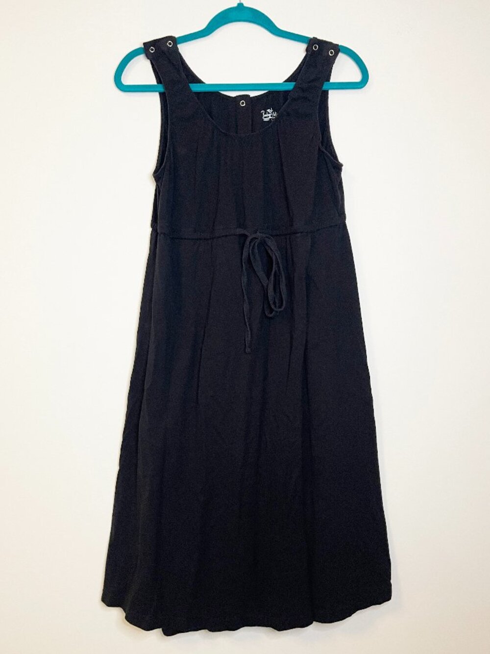 Baby Be Mine Black Maternity Nursing Dress S/M Sleeveless Snap Strap Casual